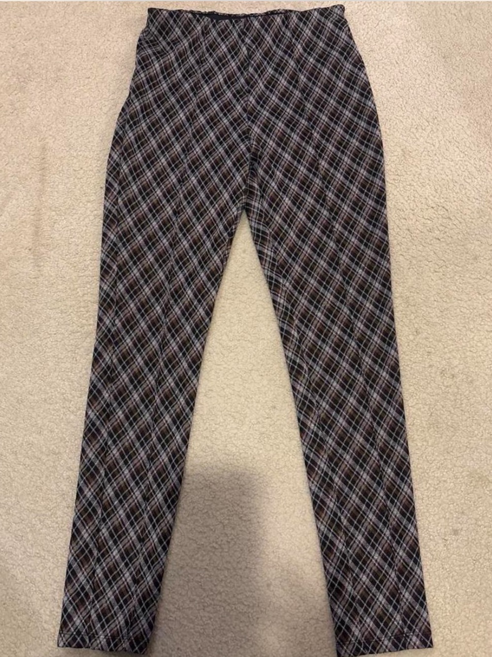 TAHARI Plaid stretchy plaid skinny pants